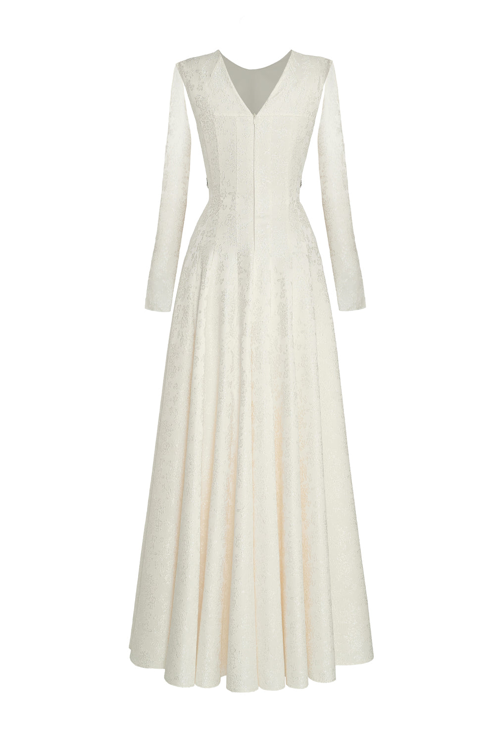 Velithia A-line Boat Neck Lace Floor Length Dress