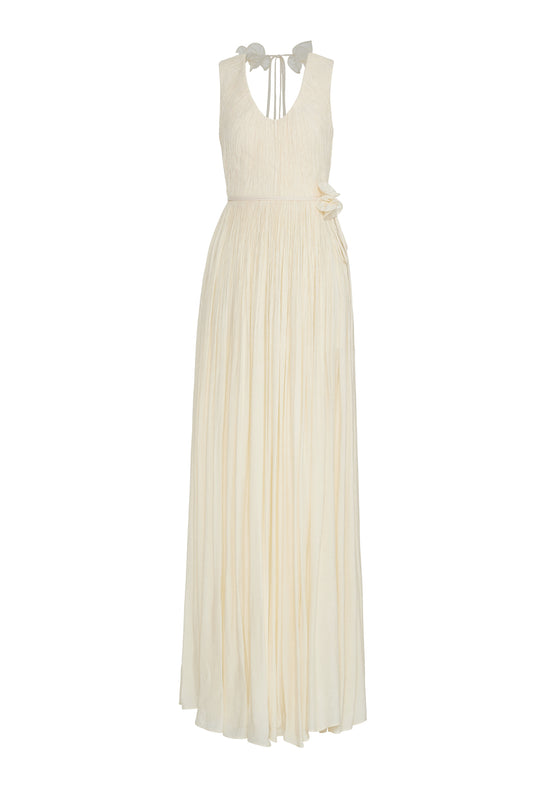 Nasir Gathered Scoop Neck Tencel Floor Length Dress