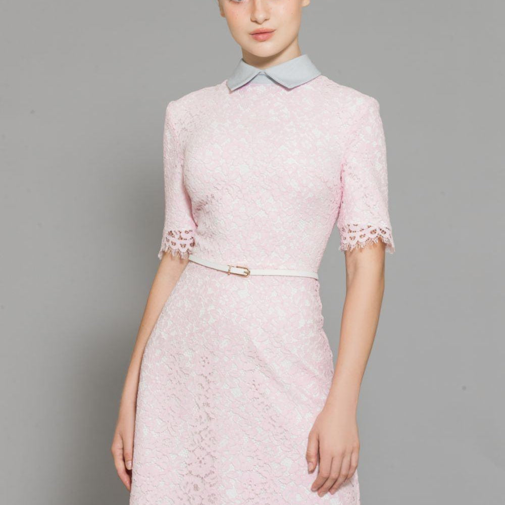 Maisy A-line Middle Sleeved Cotton Lace Above The Knee Dress - MEAN BLVD