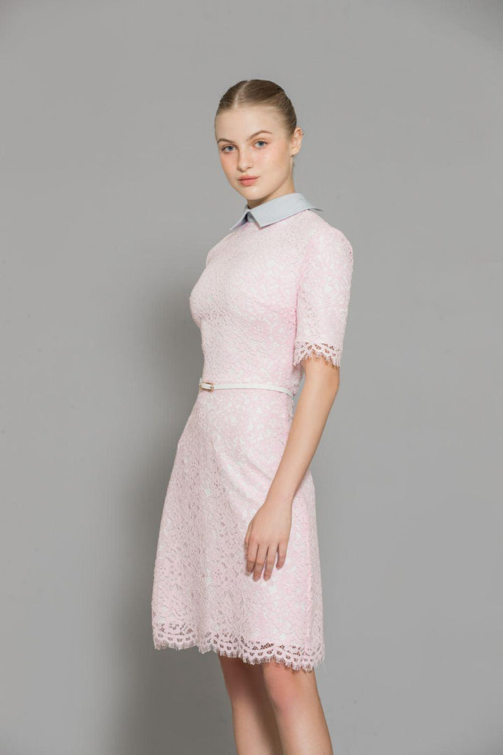 Maisy A-line Middle Sleeved Cotton Lace Above The Knee Dress - MEAN BLVD