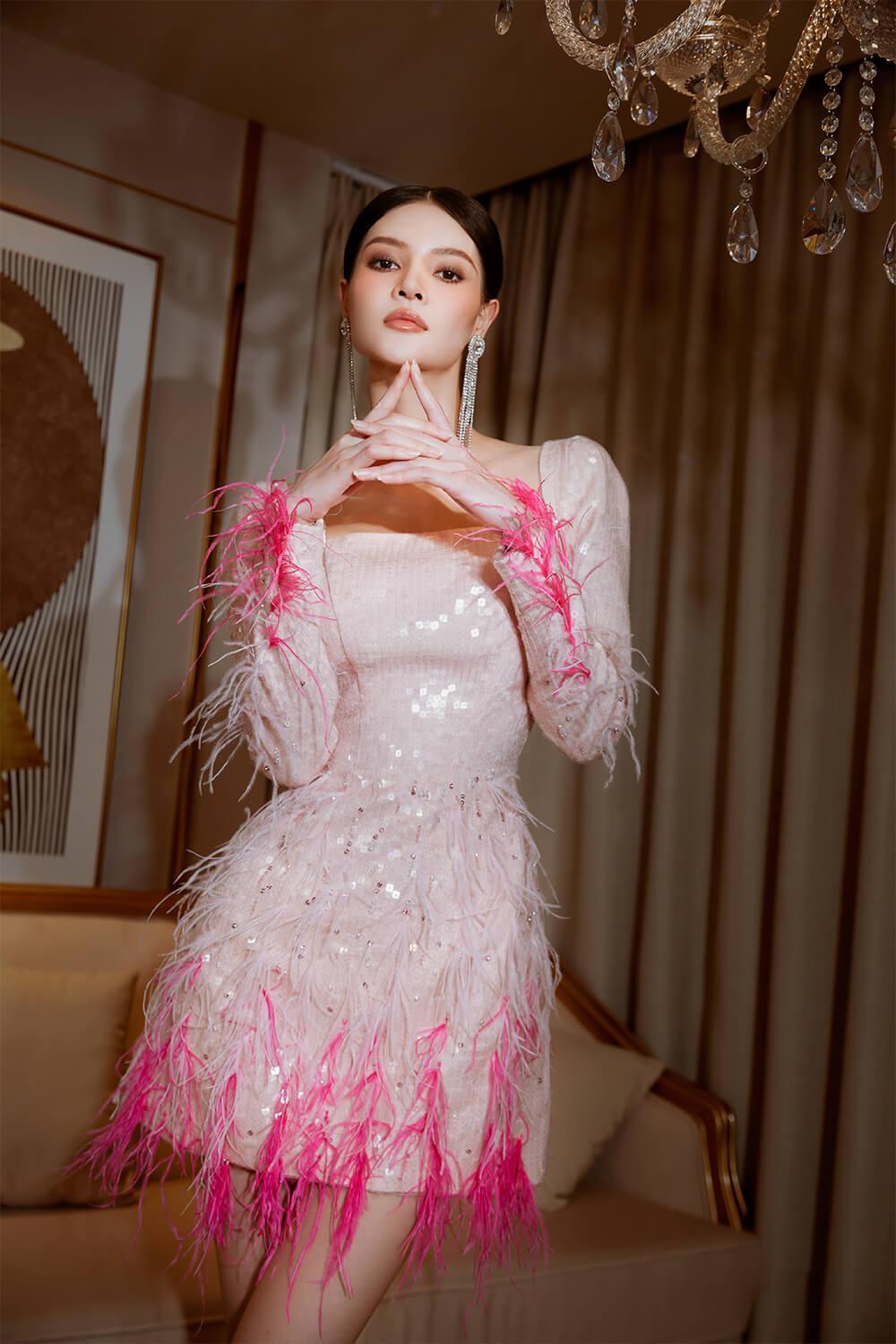 square neck glitter dress Women's Majori A-line Square Neck Sequin Mini Dress S/M/L Pink MEAN BLVD L / Pink