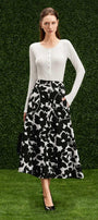 Makayla A-line Single Breasted Poly Silk Midi Skirt - MEAN BLVD