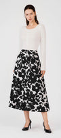 Makayla A-line Single Breasted Poly Silk Midi Skirt - MEAN BLVD