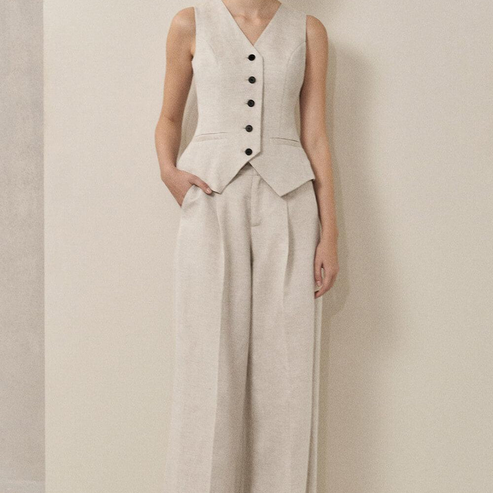 Makenzie Straight Wide Leg Linen Floor Length Pants - MEAN BLVD