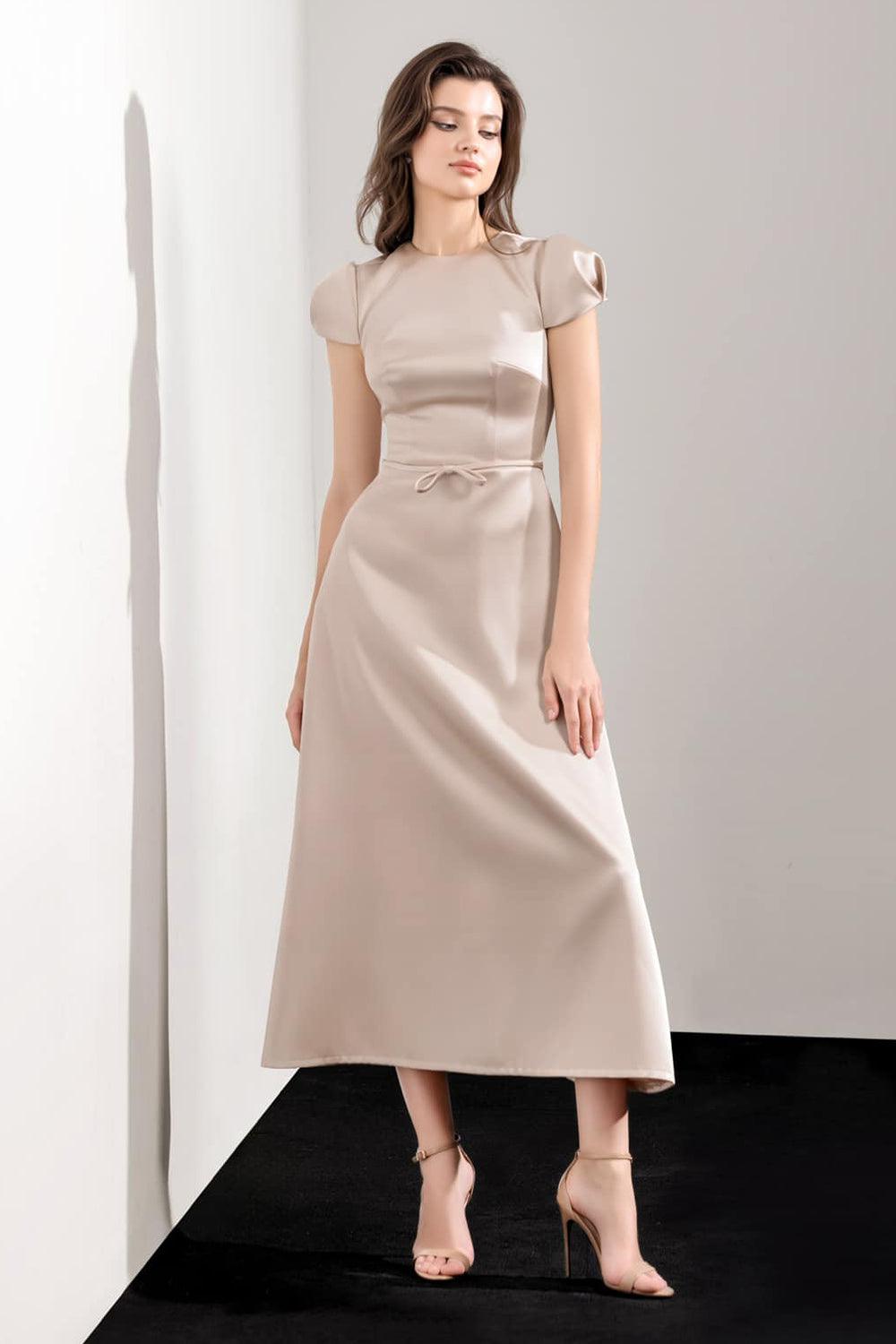 puffy a line dress A-Line Square-Neck Short Wedding Dress With Puffy Pearls Sleeves, Diamond White / 6