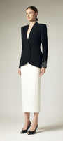 Marcela Pencil Back Slit Crepe Calf Length Skirt - MEAN BLVD