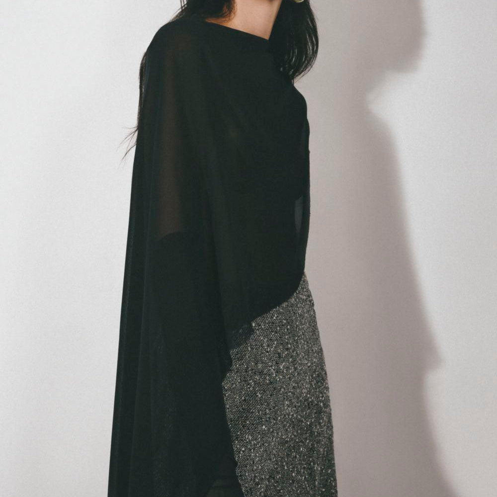 Maren Asymmetric See-Through Chiffon Cape - MEAN BLVD