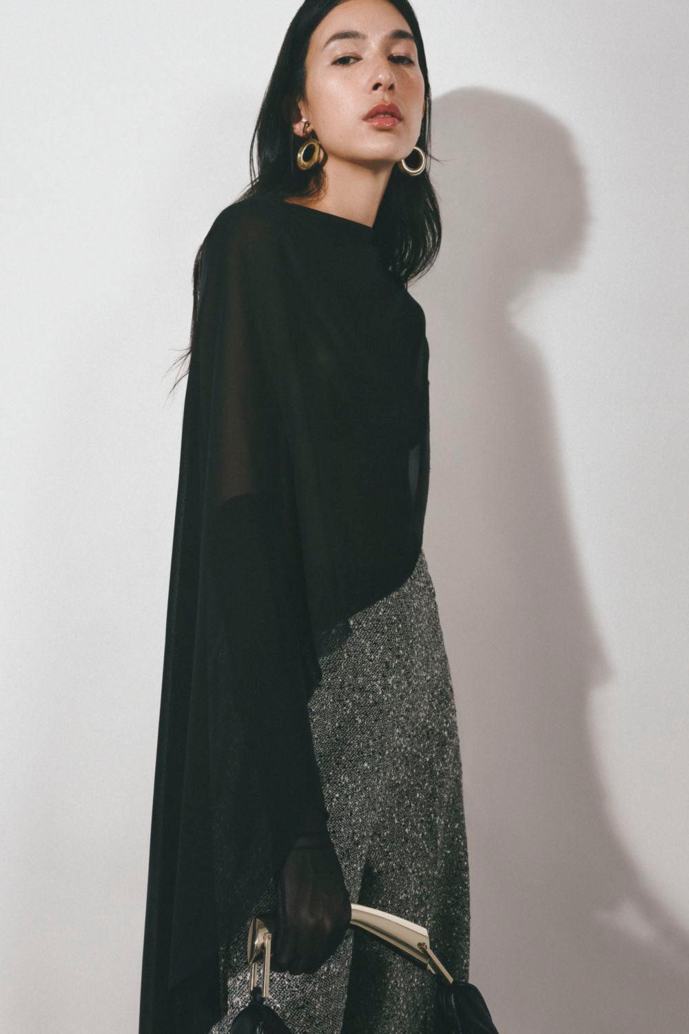 Maren Asymmetric See-Through Chiffon Cape - MEAN BLVD