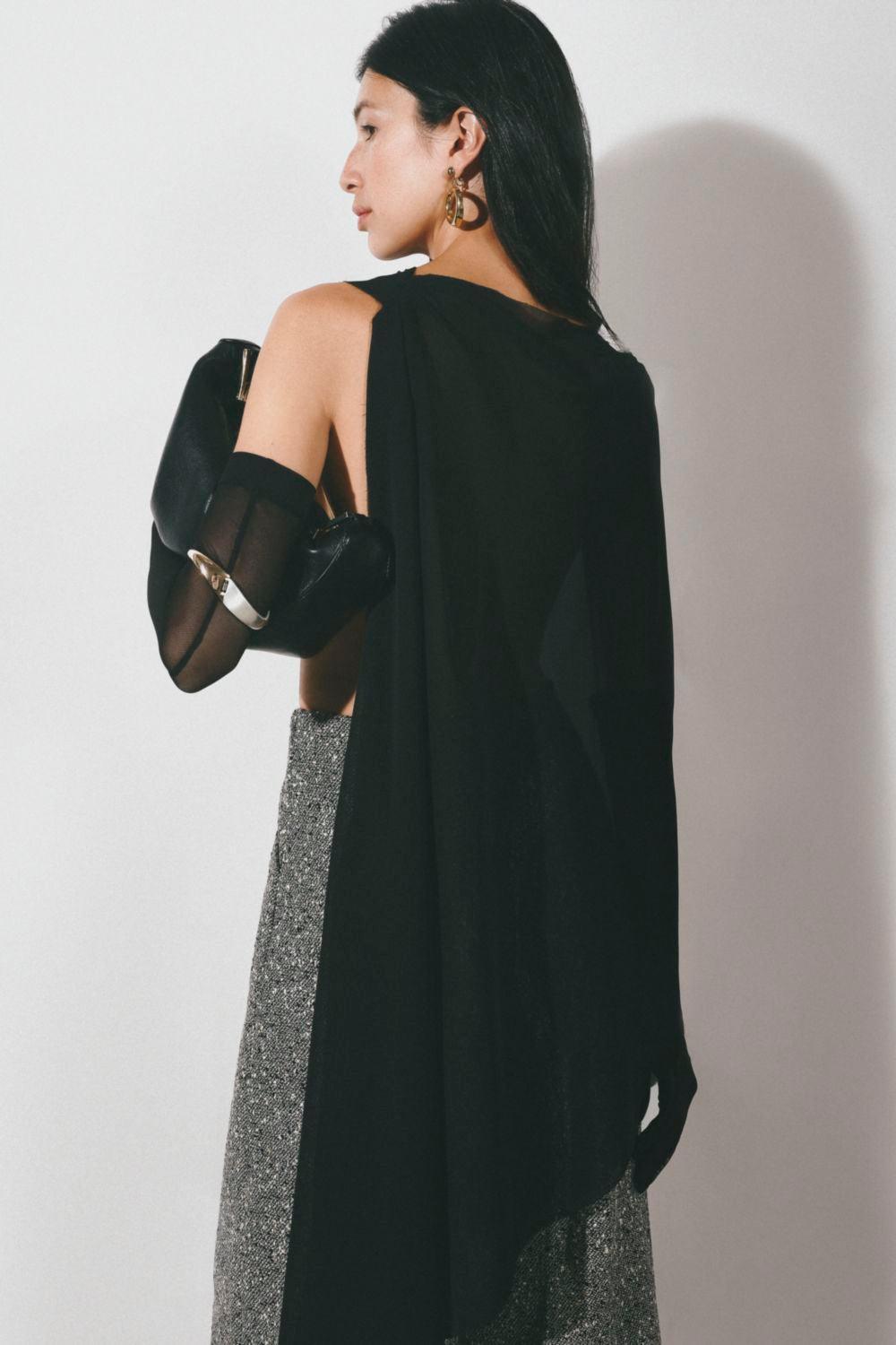 Maren Asymmetric See-Through Chiffon Cape - MEAN BLVD