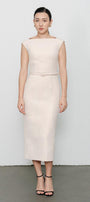 Margaret Sheath Boat Neck Polycotton Midi Dress - MEAN BLVD