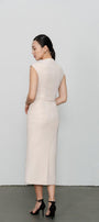 Margaret Sheath Boat Neck Polycotton Midi Dress - MEAN BLVD