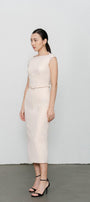 Margaret Sheath Boat Neck Polycotton Midi Dress - MEAN BLVD