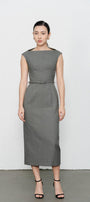 Margaret Sheath Boat Neck Polycotton Midi Dress - MEAN BLVD