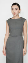 Margaret Sheath Boat Neck Polycotton Midi Dress - MEAN BLVD