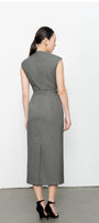 Margaret Sheath Boat Neck Polycotton Midi Dress - MEAN BLVD