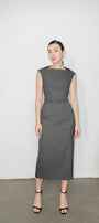 Margaret Sheath Boat Neck Polycotton Midi Dress - MEAN BLVD