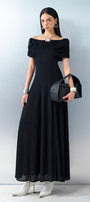 Margot Drop Waist Off-Shoulder Knit Ankle Length Dress - MEAN BLVD