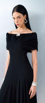 Margot Drop Waist Off-Shoulder Knit Ankle Length Dress - MEAN BLVD