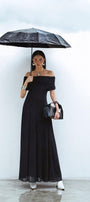 Margot Drop Waist Off-Shoulder Knit Ankle Length Dress - MEAN BLVD