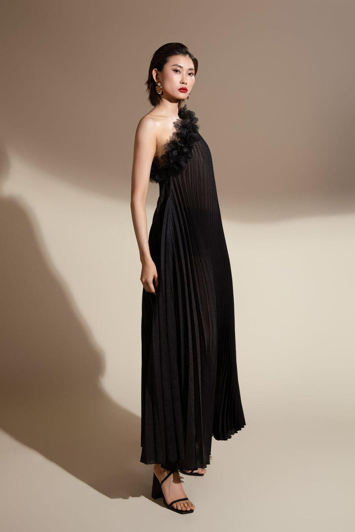 Marguerite Trapezoid Pleated Organza Floor Length Dress - MEAN BLVD