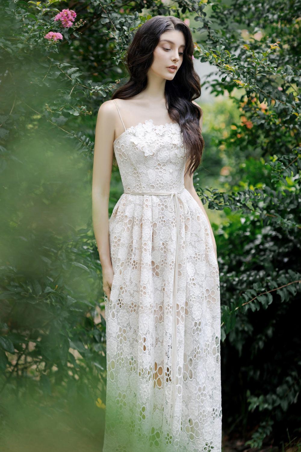 Women's Maria A-line Sleeveless Lace Midi Dress S/M/L/XL Nude MEAN BLVD Customize / Nude Women's Maria A-line Sleeveless Lace Midi Dress S/M/L/XL Nude MEAN BLVD Customize / Nude