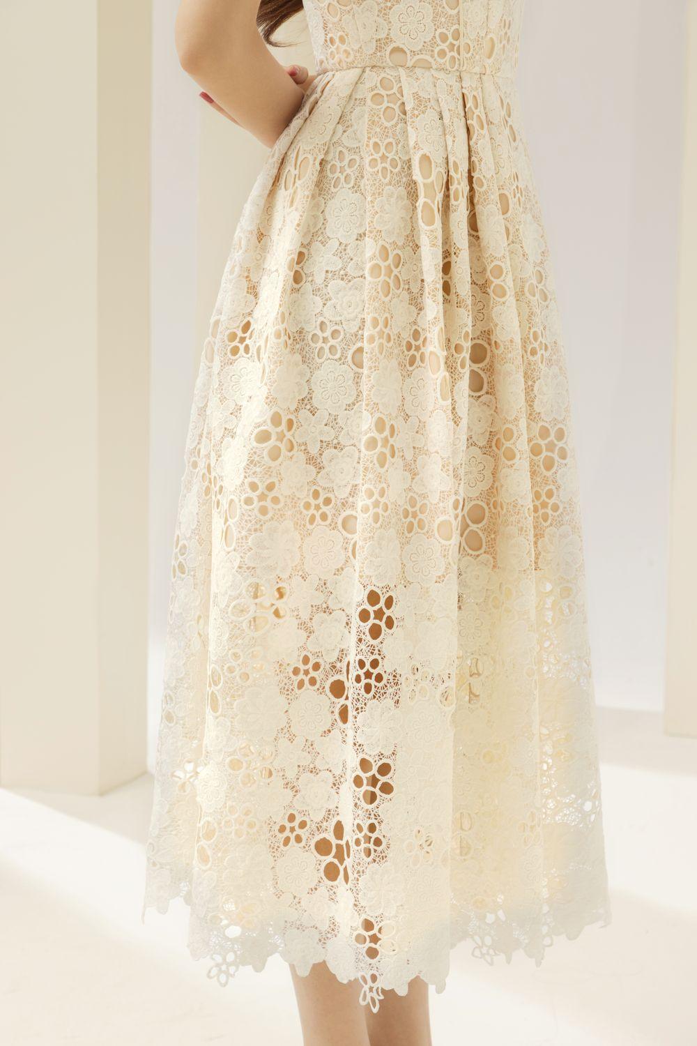 Maria A-line Sleeveless Lace Midi Dress - MEAN BLVD