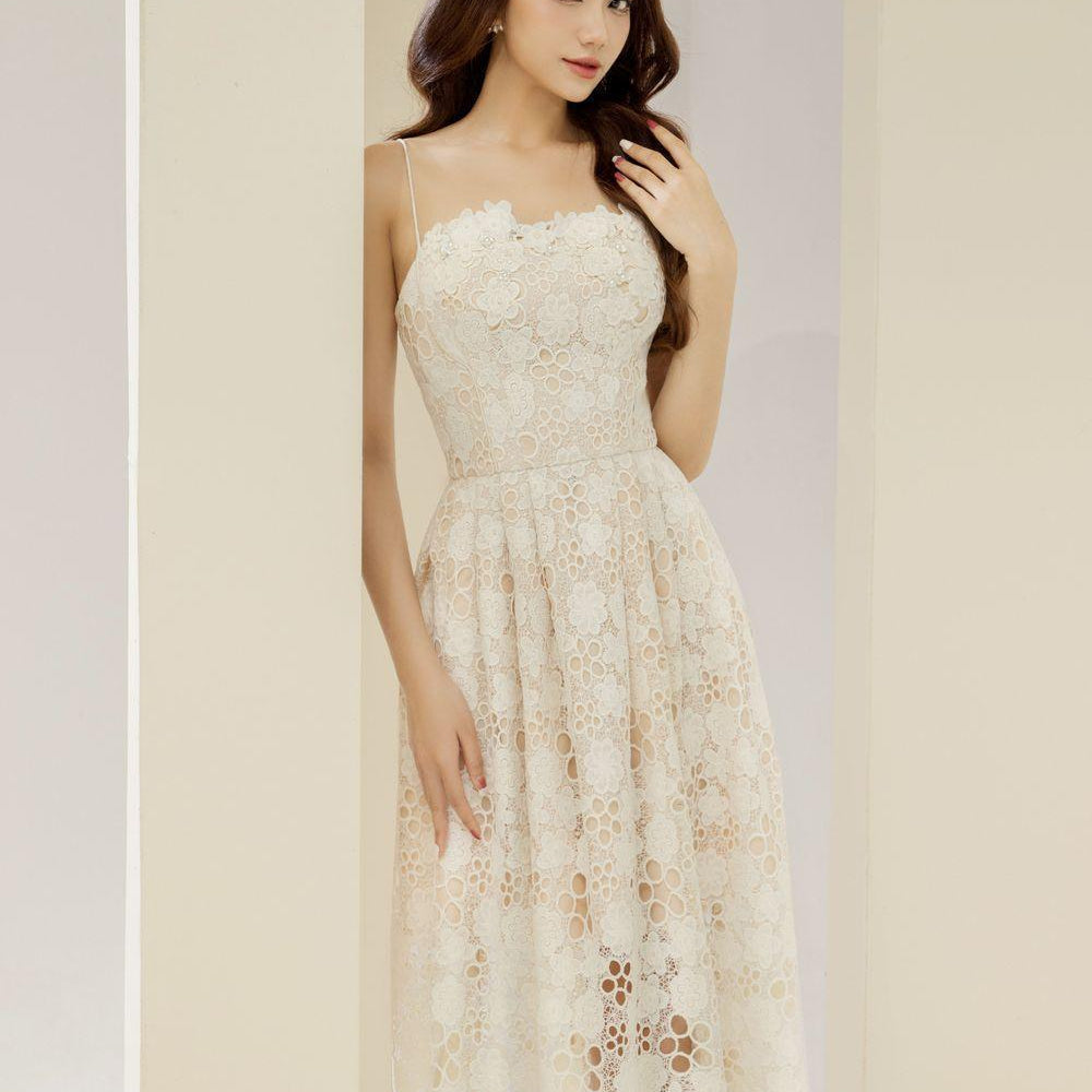 Maria A-line Sleeveless Lace Midi Dress - MEAN BLVD