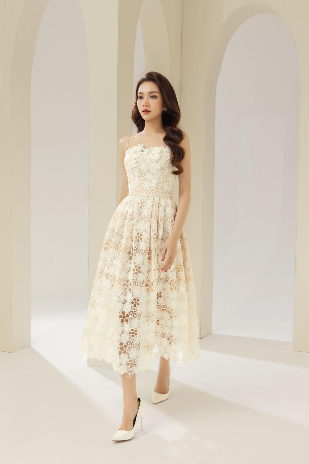 navy blue dress for baby girl Women's Maria A-Line Sleeveless Lace Midi Dress S/M/L/Xl Nude Mean Blvd Customize / Nude