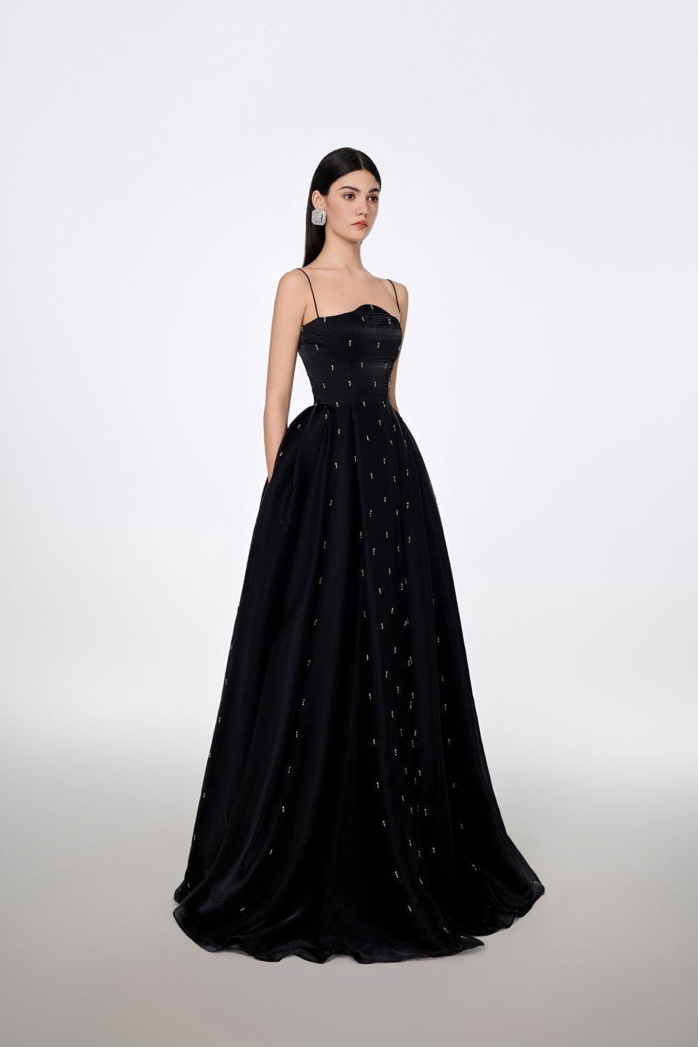 Maria Ball Gown Spaghetti Strap Voile Floor Length Dress - MEAN BLVD