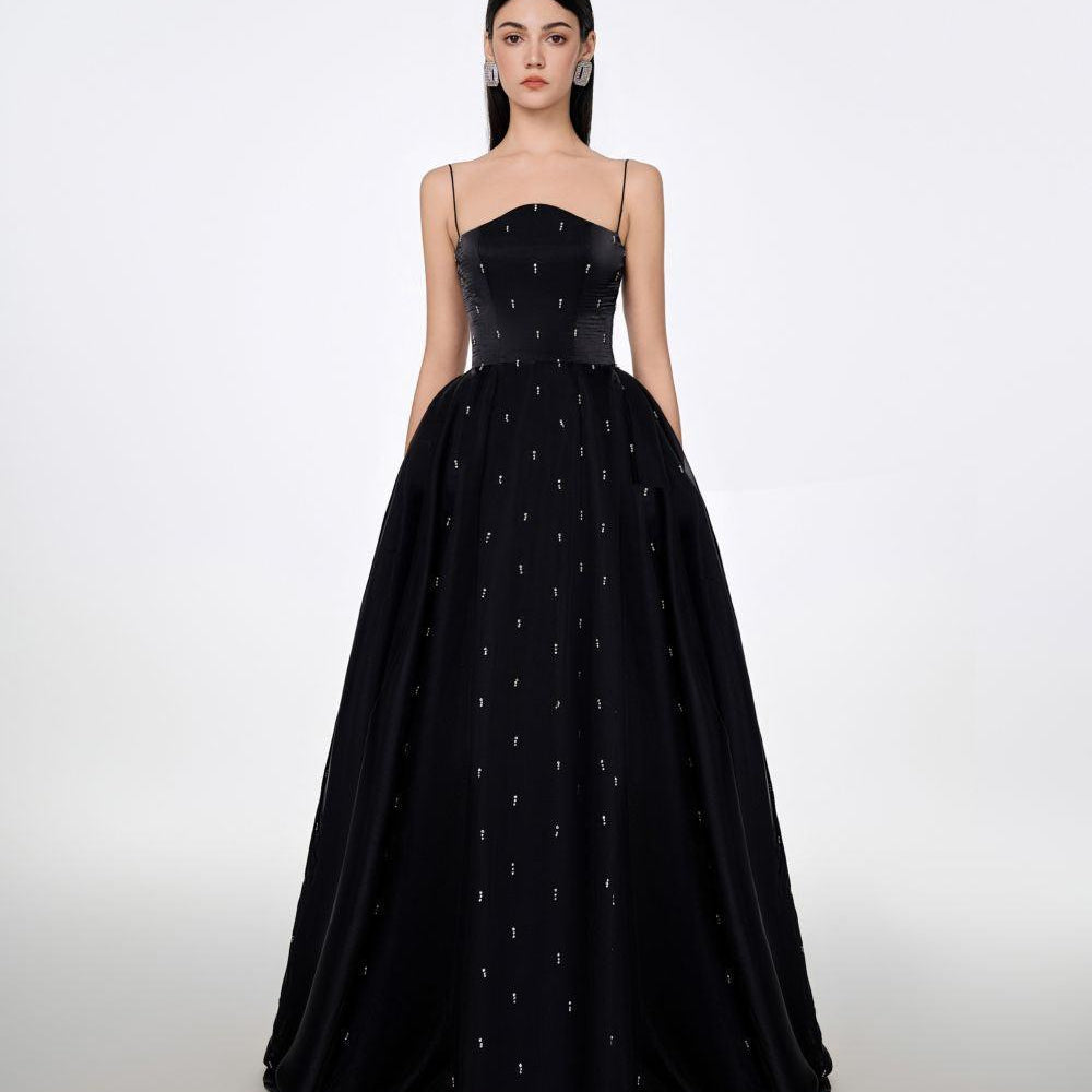 Maria Ball Gown Spaghetti Strap Voile Floor Length Dress - MEAN BLVD
