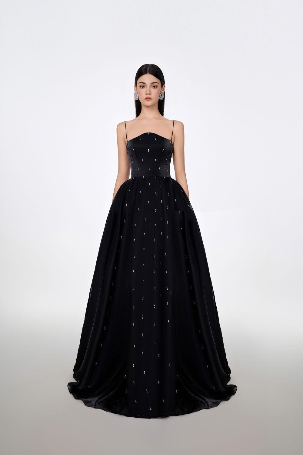 Maria Ball Gown Spaghetti Strap Voile Floor Length Dress - MEAN BLVD