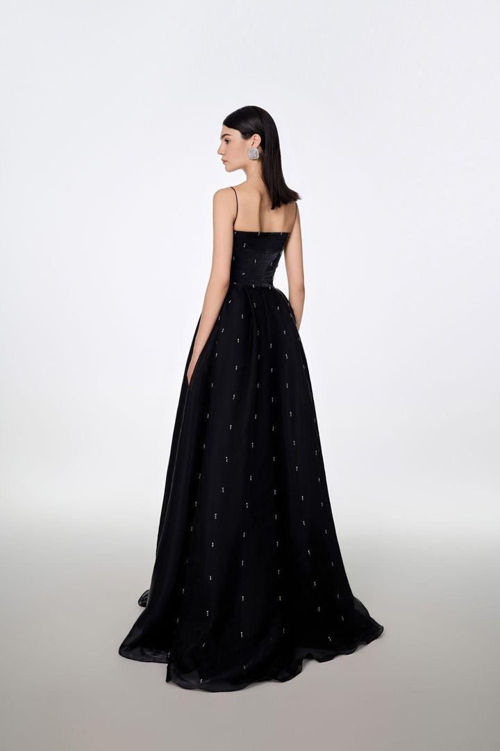 Maria Ball Gown Spaghetti Strap Voile Floor Length Dress - MEAN BLVD