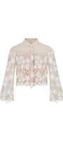 Maria Cropped Collared Neck Lace Shirt - MEAN BLVD