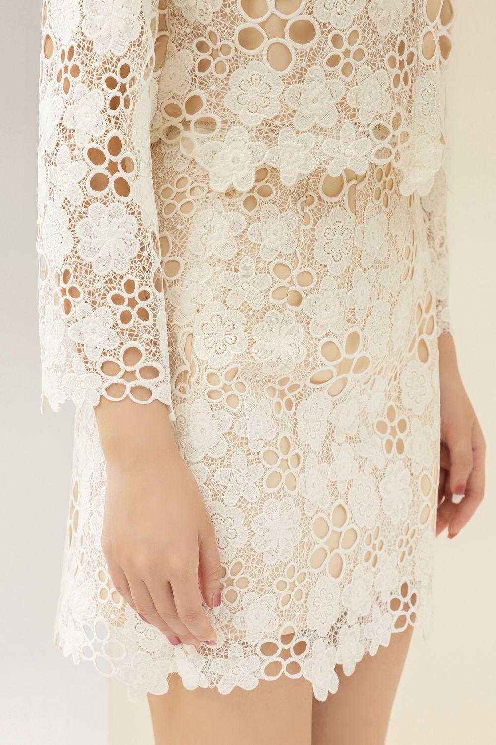 Maria Cropped Collared Neck Lace Shirt - MEAN BLVD