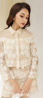 Maria Cropped Collared Neck Lace Shirt - MEAN BLVD