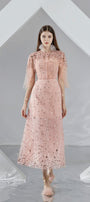 Mariam Straight Flare Sleeved Organza Midi Dress - MEAN BLVD