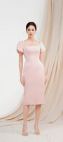 Marianne Pegged Puffy Sleeved Polycotton Midi Dress - MEAN BLVD
