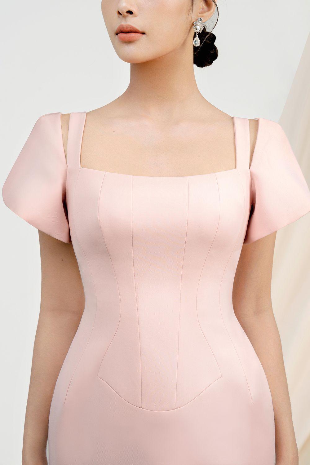 Marianne Pegged Puffy Sleeved Polycotton Midi Dress - MEAN BLVD