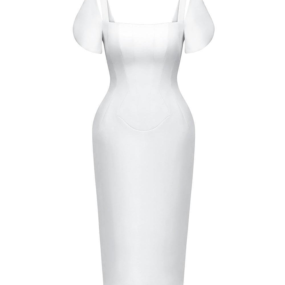 Marianne Pegged Puffy Sleeved Polycotton Midi Dress - MEAN BLVD