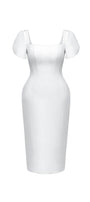 Marianne Pegged Puffy Sleeved Polycotton Midi Dress - MEAN BLVD