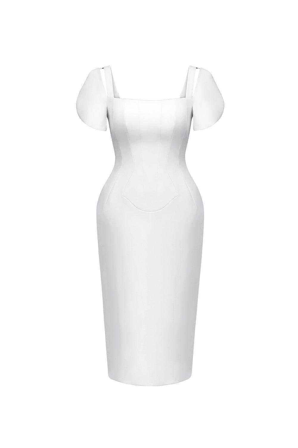 Marianne Pegged Puffy Sleeved Polycotton Midi Dress - MEAN BLVD