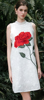 Marie Cla Straight High Neck Foam Organza Knee-length Dress - MEAN BLVD