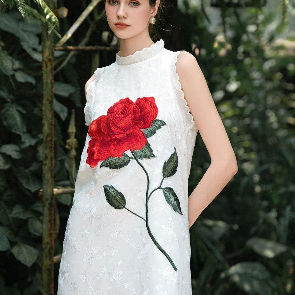 Marie Cla Straight High Neck Foam Organza Knee-length Dress - MEAN BLVD