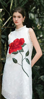 Marie Cla Straight High Neck Foam Organza Knee-length Dress - MEAN BLVD