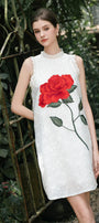 Marie Cla Straight High Neck Foam Organza Knee-length Dress - MEAN BLVD
