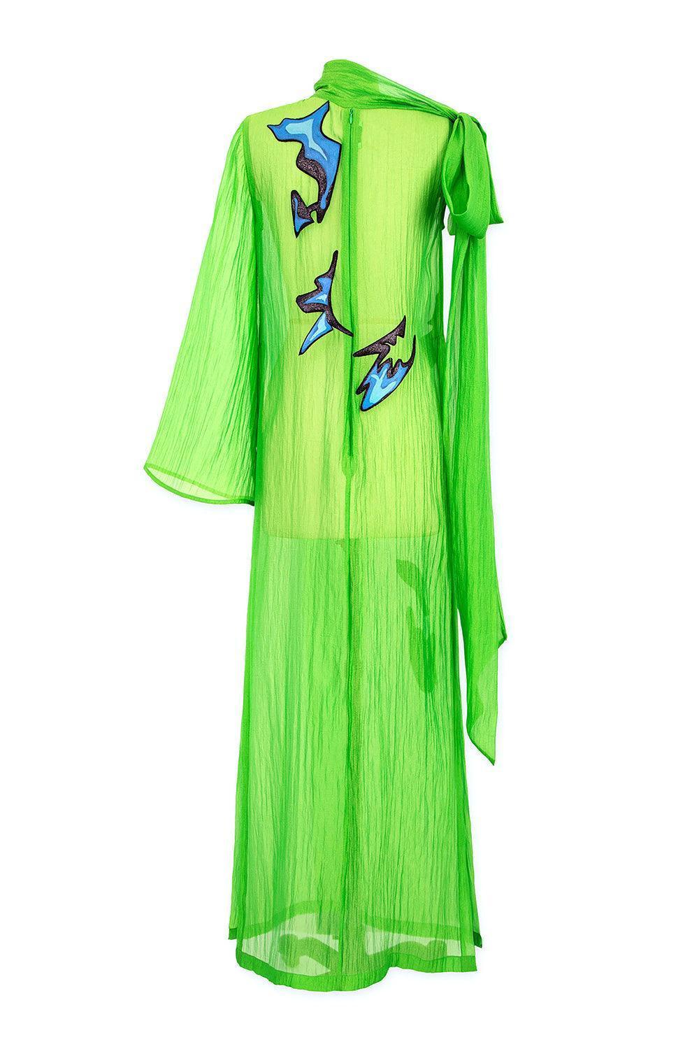 Marigold Straight Asymmetric Sleeved Organza Crepe Floor Length Ao Dai - MEAN BLVD