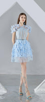 Marilyn A-line Short Sleeved Organza Mini Dress - MEAN BLVD