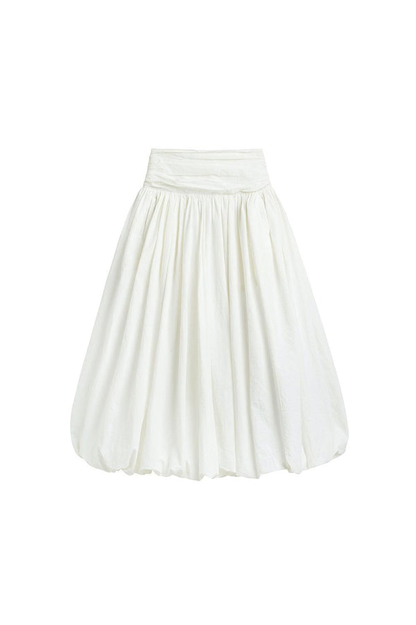 Marina Bubble Gathered Organic Cotton Midi Skirt - MEAN BLVD