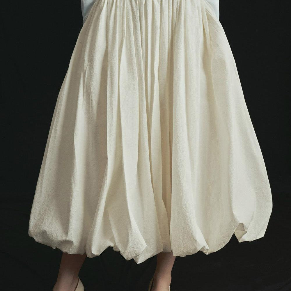 Marina Bubble Gathered Organic Cotton Midi Skirt - MEAN BLVD