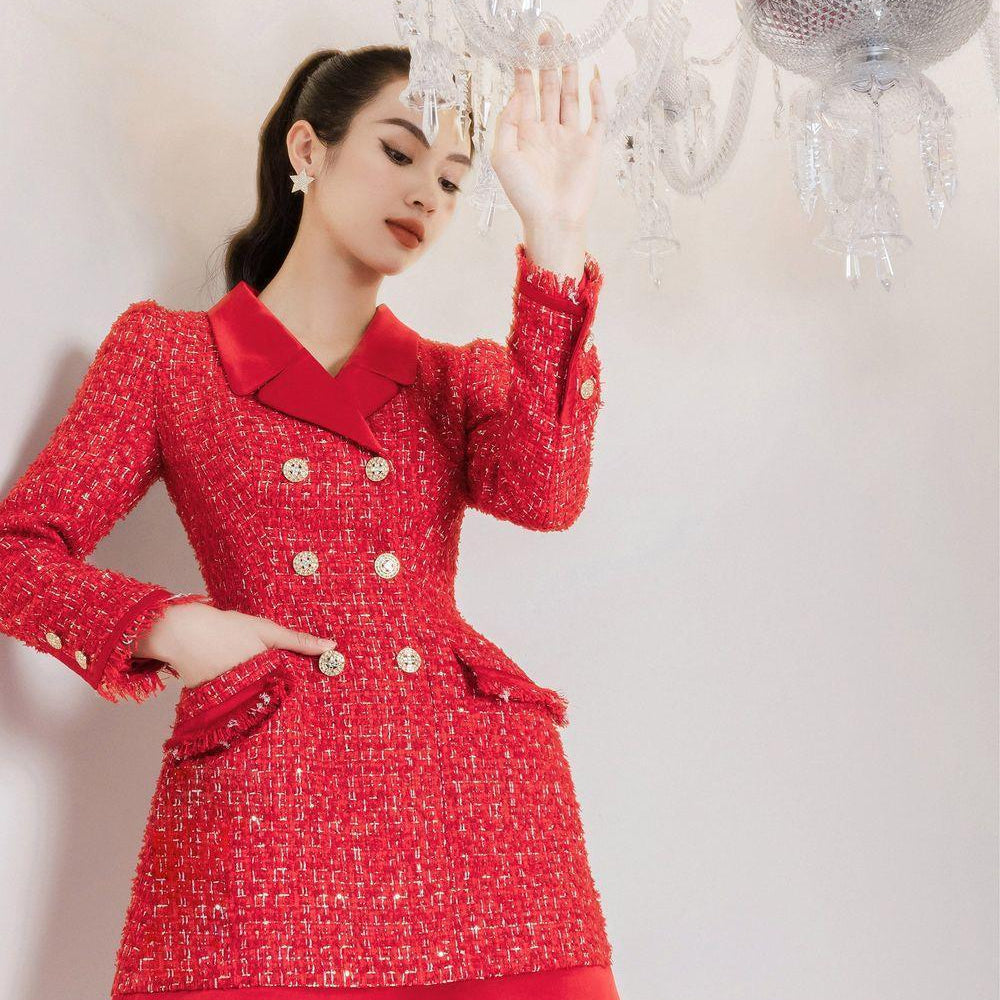 Marion A-line Notch Lapel Tweed Mini Dress - MEAN BLVD